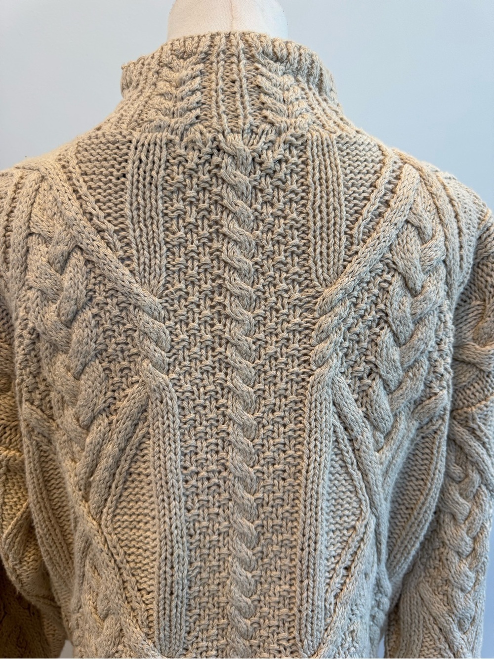 Harold's Vintage Cream Cable Knit Mockneck Sweater Cotton Linen Size M - Picture 3 of 8